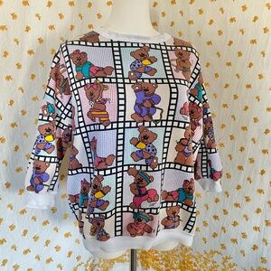 Vintage 90s Teddy Bear Sweatshirt USA Made Large